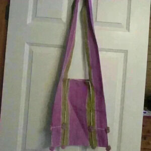over the shoulder bag, hand made crafter pink and green